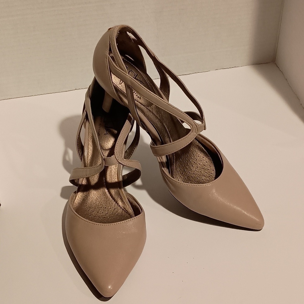 Lift Stride Soft Systems Strapy Heels Faux Leather